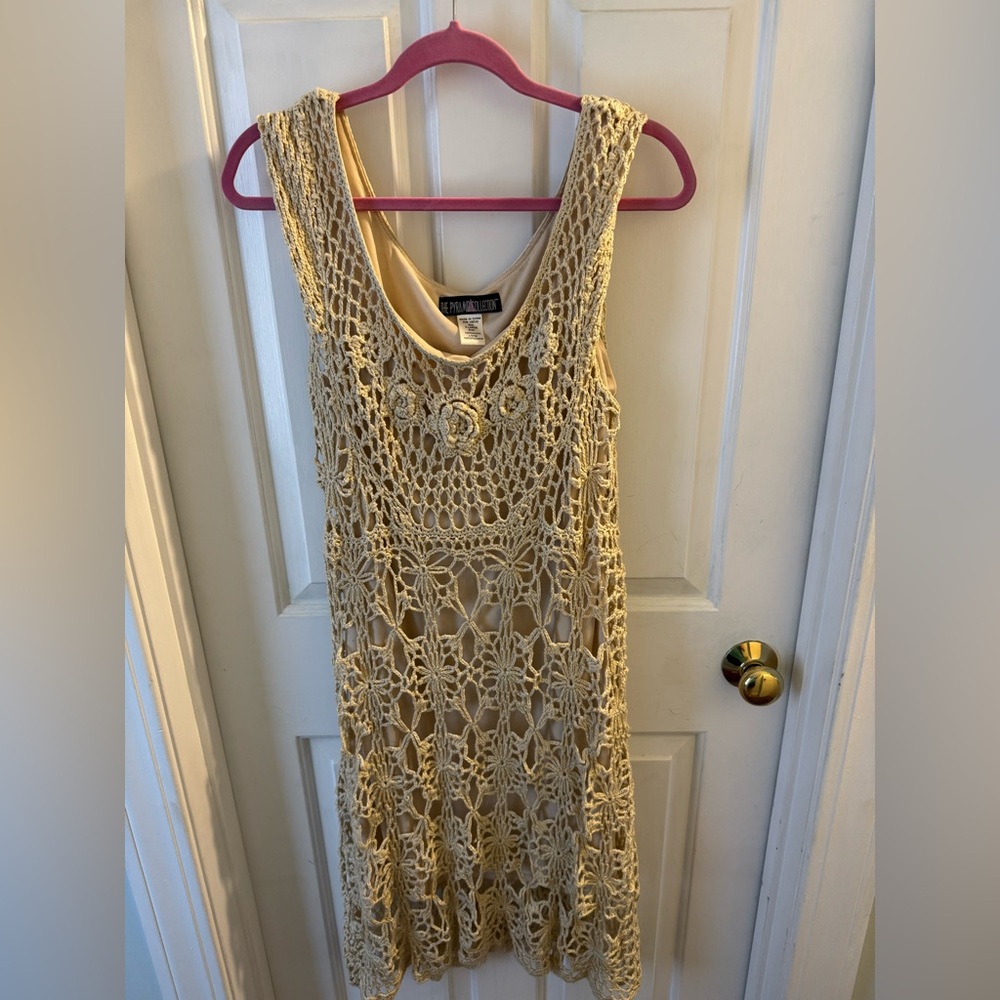 The Pyramid Collection Cream Crochet Dress